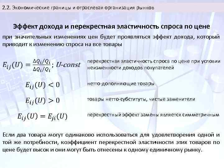 2. 2. Экономические границы и отраслевая организация рынков Эффект дохода и перекрестная эластичность спроса