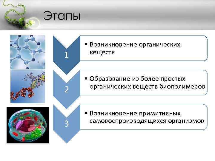 Организмы образующие органические вещества из неорганических. Возникновение органических веществ. Этапы возникновения жизни по Опарину. Этапы процесса возникновения жизни на земле по Опарину. Этапы органических веществ.