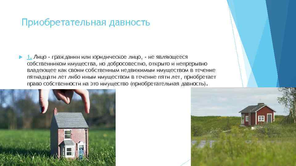  Приобретательная давность 1. Лицо - гражданин или юридическое лицо, - не являющееся собственником