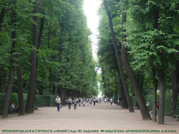 ПРОЕКТИРОВАЛСЯ И СТРОИЛСЯ «ЛЕТНИЙ САД» ПО ЗАДУМКЕ ФРАНЦУЗСКИХ АРХИТЕКТОРОВ ЕРИКА И ЖАННА 