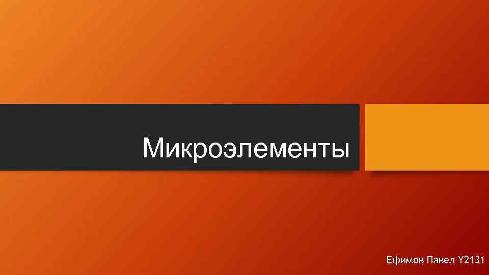 Микроэлементы Ефимов Павел Y 2131 