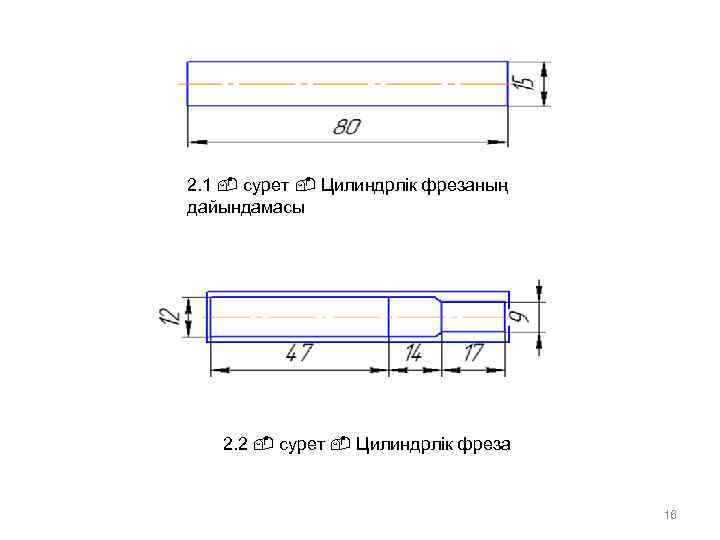 2. 1 сурет Цилиндрлік фрезаның дайындамасы 2. 2 сурет Цилиндрлік фреза 16 