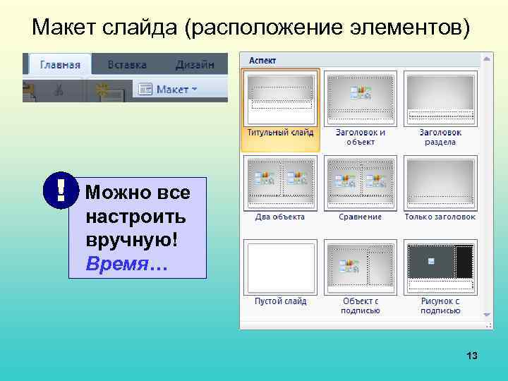 Представленный на рисунке макет слайда называется