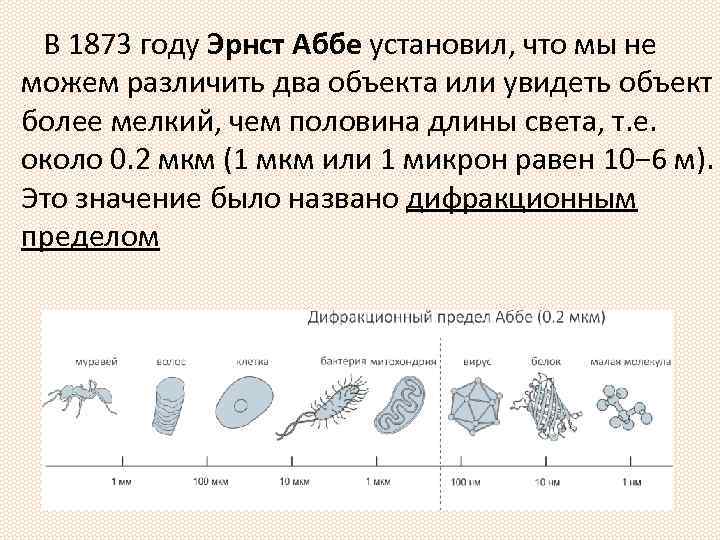  В 1873 году Эрнст Аббе установил, что мы не можем различить два объекта