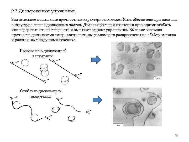 9. 3 Дисперсионное упрочнение Значительное повышение прочностных характеристик может быть обеспечено при наличии в