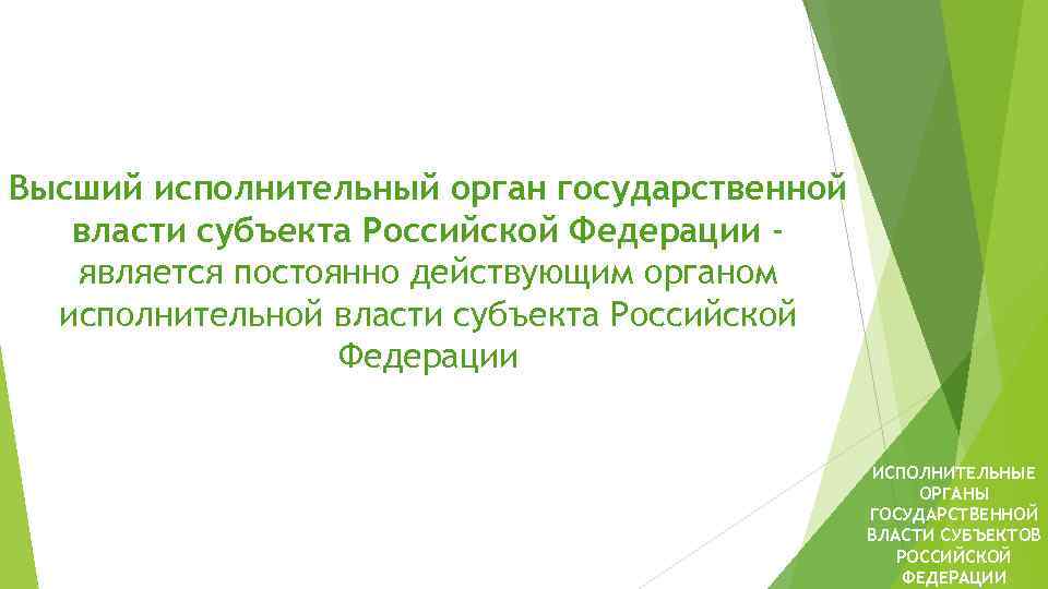 Высший исполнительный орган государственной власти субъекта Российской Федерации является постоянно действующим органом исполнительной власти