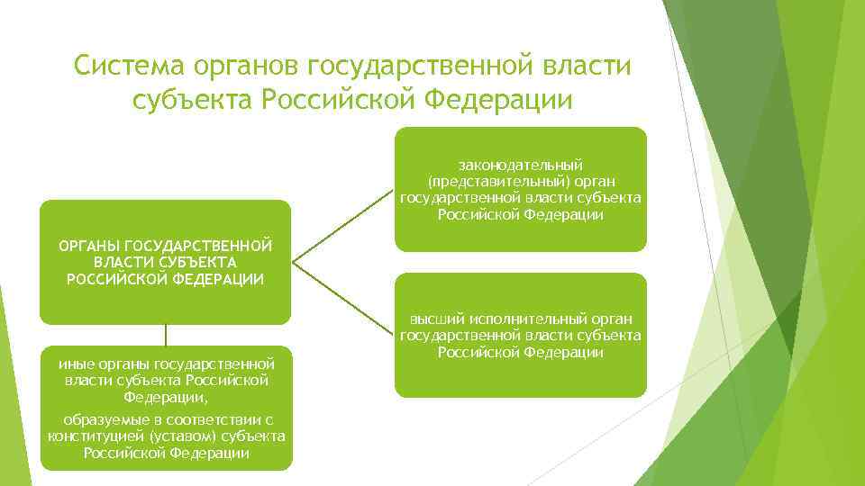 Система органов государственной власти субъекта Российской Федерации законодательный (представительный) орган государственной власти субъекта Российской