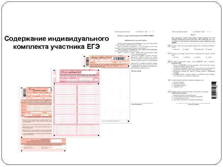 Содержание индивидуального комплекта участника ЕГЭ 