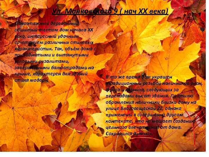 Ул. Маяковского 9 ( нач ХХ века) Одноэтажный деревянный обшитый тестом дом начала XX