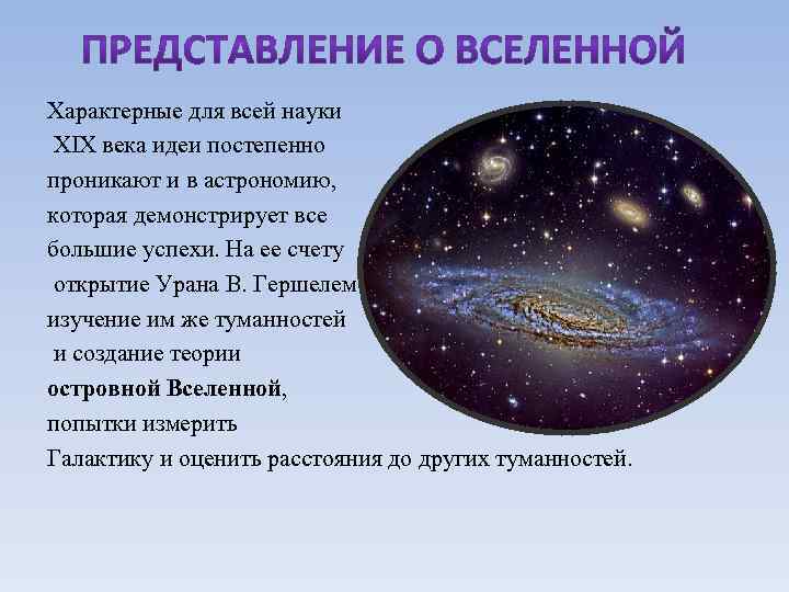 Характерные для всей науки XIX века идеи постепенно проникают и в астрономию, которая демонстрирует