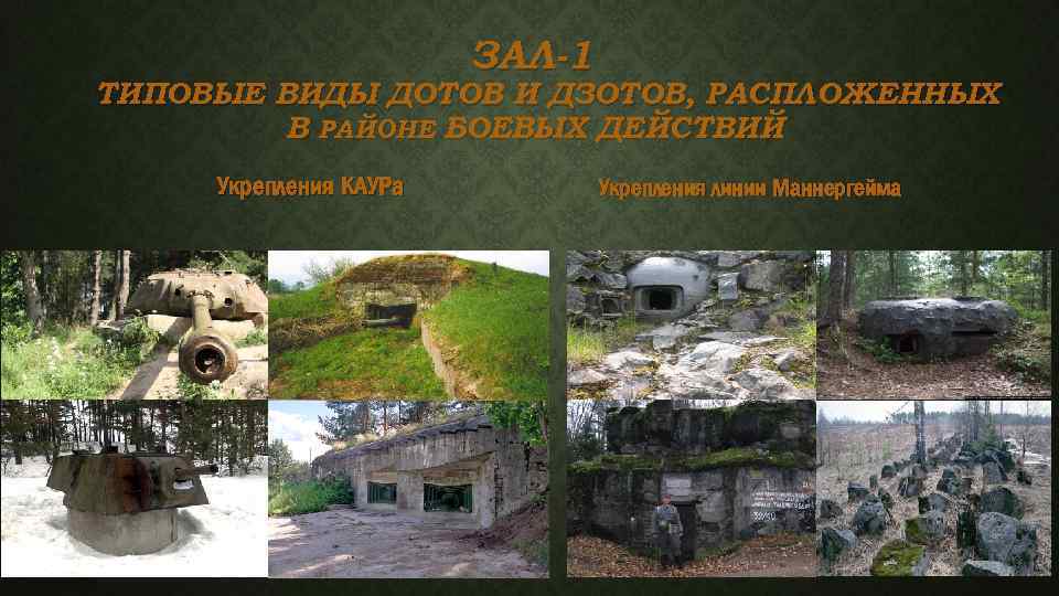 ЗАЛ-1 ТИПОВЫЕ ВИДЫ ДОТОВ И ДЗОТОВ, РАСПЛОЖЕННЫХ В РАЙОНЕ БОЕВЫХ ДЕЙСТВИЙ Укрепления КАУРа Укрепления