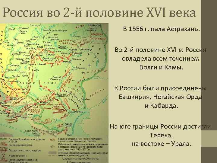 Россия во 2 -й половине XVI века В 1556 г. пала Астрахань. Во 2