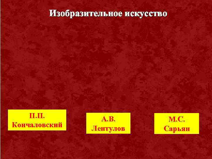 Изобразительное искусство П. П. Кончаловский А. В. Лентулов М. С. Сарьян И. Репин. 