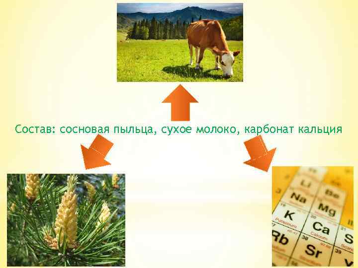Состав: сосновая пыльца, сухое молоко, карбонат кальция 