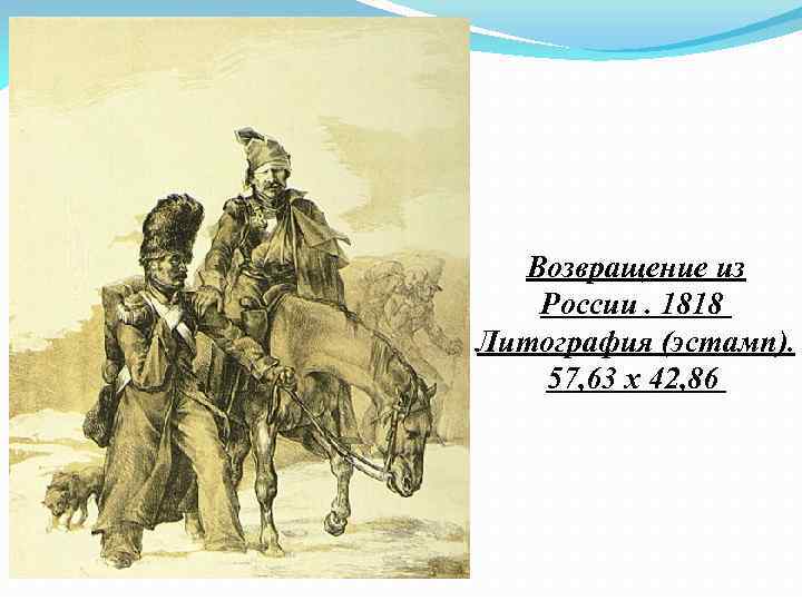 Возвращение из России. 1818 Литография (эстамп). 57, 63 x 42, 86 