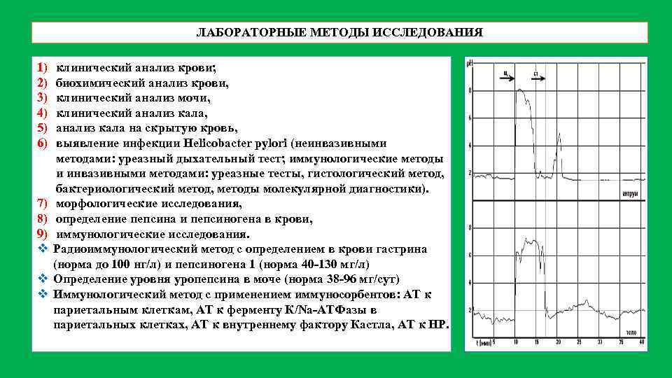 ЛАБОРАТОРНЫЕ МЕТОДЫ ИССЛЕДОВАНИЯ 1) 2) 3) 4) 5) 6) 7) 8) 9) v v