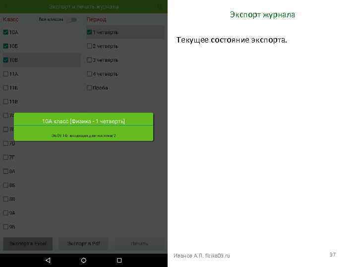 Экспорт журнала Текущее состояние экспорта. Иванов А. П. fizika 03. ru 37 