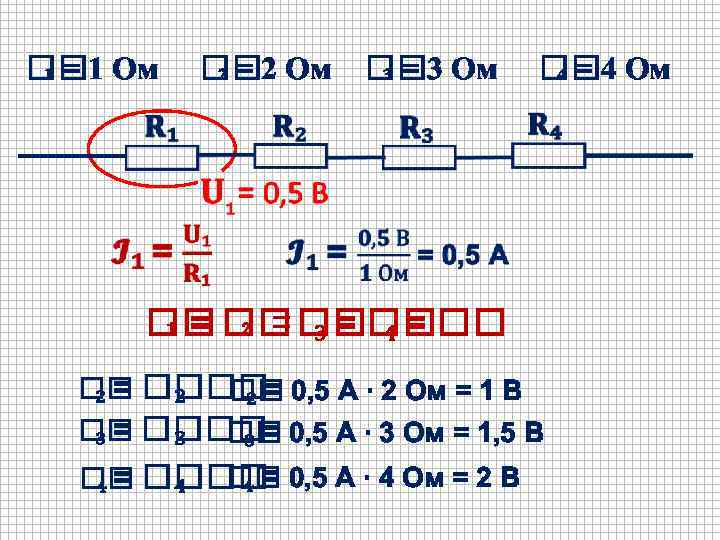  ₁ = 1 Ом ₂ = 2 Ом ₃ = 3 Ом ₄