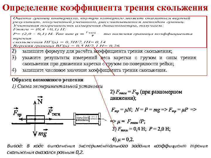 Определение коэффициента трения скольжения Используя каретку (брусок) с крючком, динамометр, один груз, направляющую рейку,