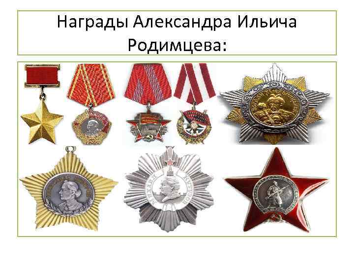 Награды Александра Ильича Родимцева: 