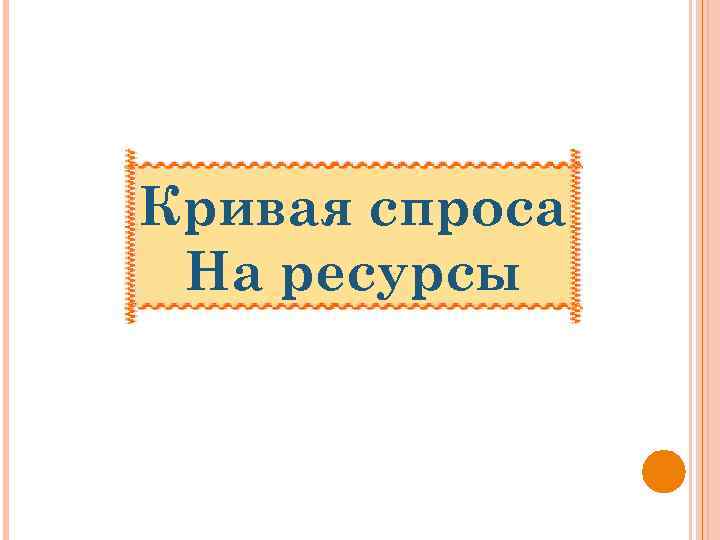 Кривая спроса На ресурсы 