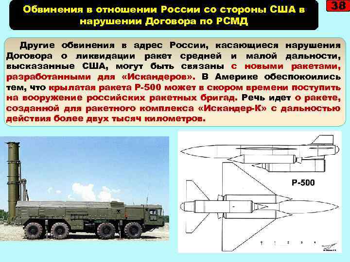 Обвинения в отношении России со стороны США в нарушении Договора по РСМД 38 Другие