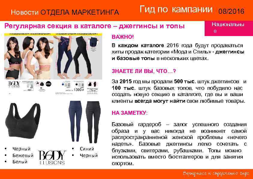 Новости ОТДЕЛА МАРКЕТИНГА Гид по кампании 08/2016 14/2015 Национальны е ВАЖНО! территории В каждом