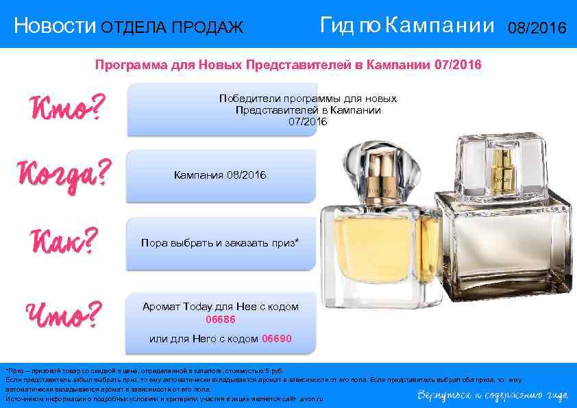 Новости ОТДЕЛА ПРОДАЖ Гид по Кампании 08/2016 Программа для Новых Представителей в Кампании 07/2016