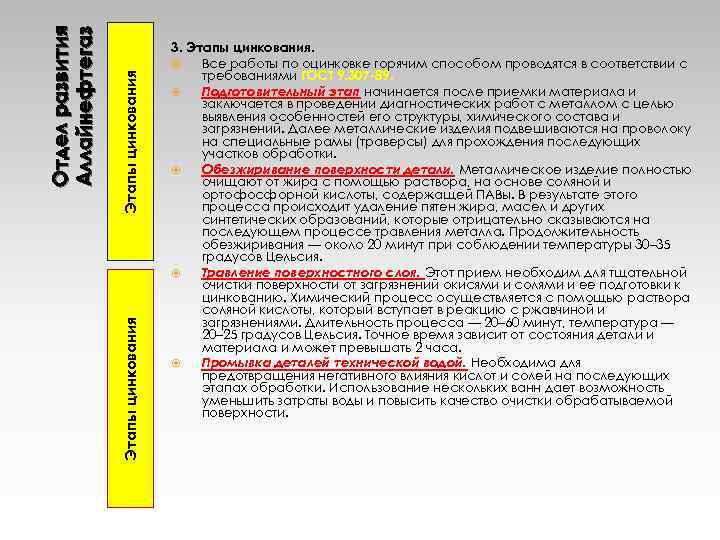 Этапы цинкования Отдел развития Аллайнефтегаз 3. Этапы цинкования. Все работы по оцинковке горячим способом