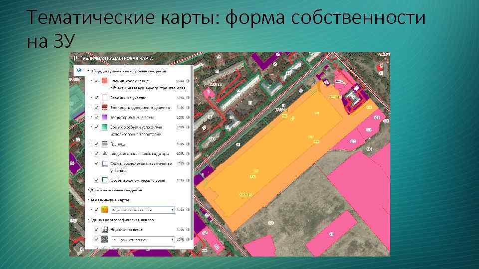 Тематические карты: форма собственности на ЗУ 