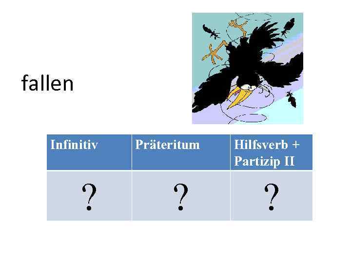 fallen Infinitiv ? Präteritum ? Hilfsverb + Partizip II ? 