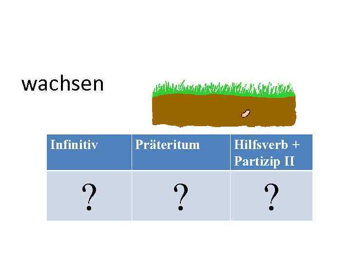 wachsen Infinitiv ? Präteritum ? Hilfsverb + Partizip II ? 