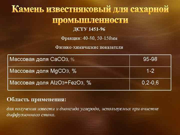 Камень известняковый для сахарной промышленности ДСТУ 1451 -96 Фракции: 40 -80, 50 -150 мм