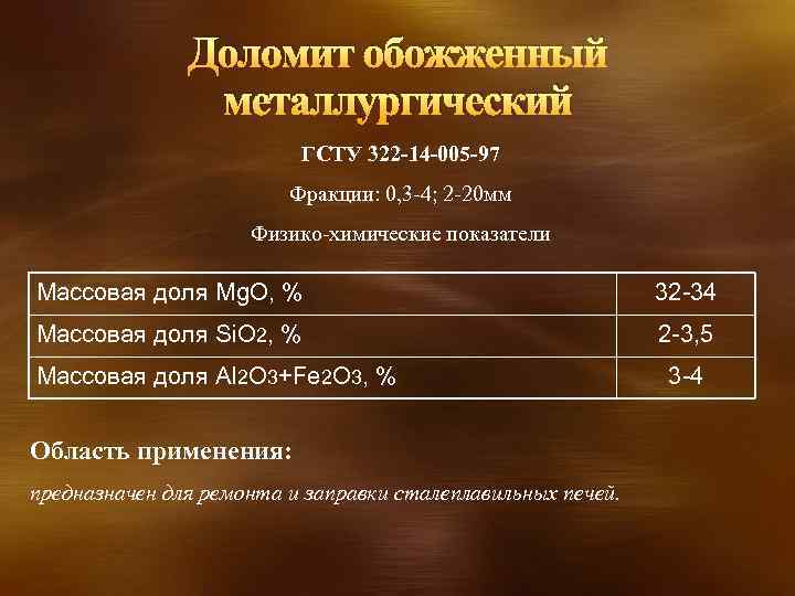 Доломит обожженный металлургический ГСТУ 322 -14 -005 -97 Фракции: 0, 3 -4; 2 -20