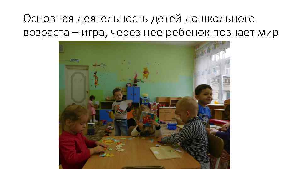 Основная деятельность детей дошкольного возраста – игра, через нее ребенок познает мир 