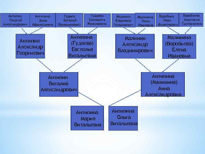 Антипин Георгий Александрович Антипина Анна Афанасьевна Антипин Александр Георгиевич Гудаев Виталий Валерьянович Гудаева Елизавета