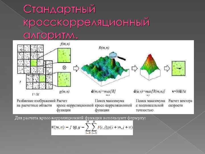 Стандартный кросскорреляционный алгоритм. Для расчета кросс-корреляционной функции используют формулу: 