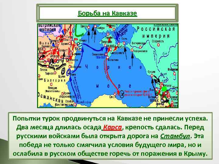 Борьба на Кавказе Попытки турок продвинуться на Кавказе не принесли успеха. Два месяца длилась