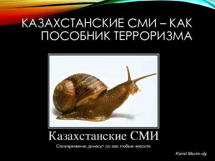 КАЗАХСТАНСКИЕ СМИ – КАК ПОСОБНИК ТЕРРОРИЗМА Kairat Masim-uly 