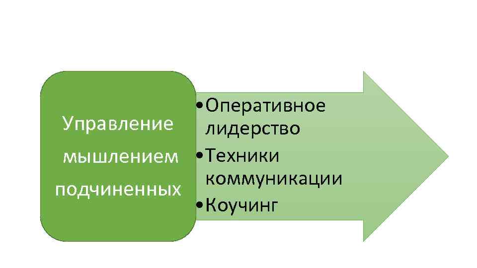  • Оперативное Управление лидерство мышлением • Техники коммуникации подчиненных • Коучинг 