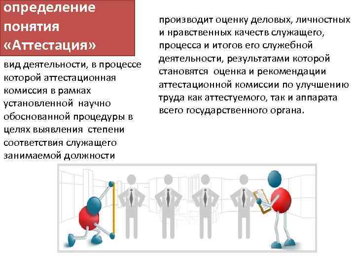 определение понятия «Аттестация» вид деятельности, в процессе которой аттестационная комиссия в рамках установленной научно