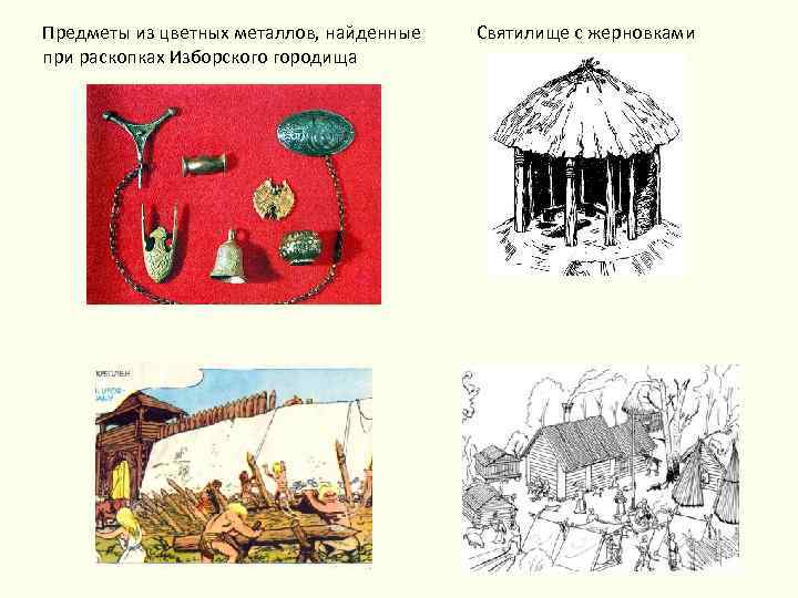 Предметы из цветных металлов, найденные при раскопках Изборского городища Святилище с жерновками 