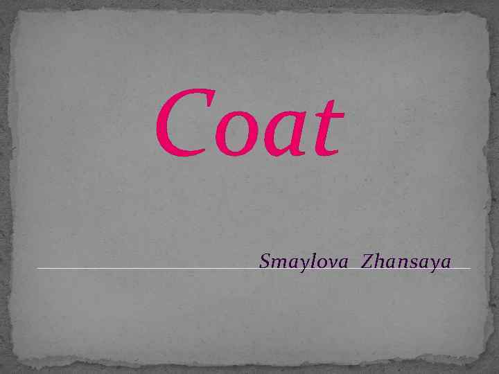 Coat Smaylova Zhansaya 