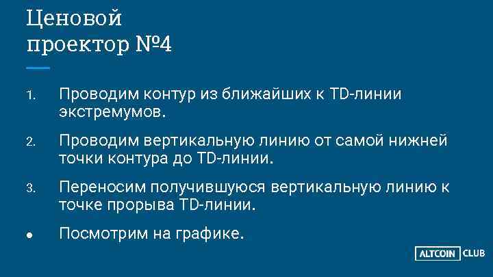 Ценовой проектор № 4 1. Проводим контур из ближайших к TD-линии экстремумов. 2. Проводим