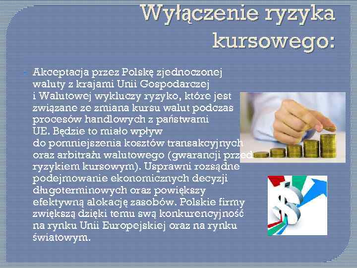 Wyłączenie ryzyka kursowego: Akceptacja przez Polskę zjednoczonej waluty z krajami Unii Gospodarczej i Walutowej