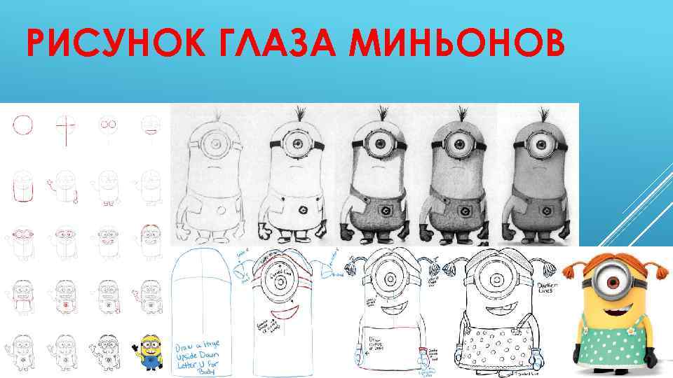 РИСУНОК ГЛАЗА МИНЬОНОВ 