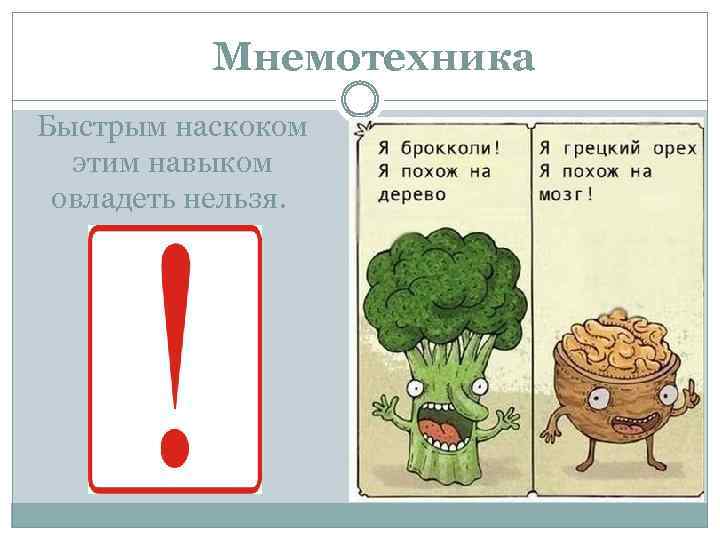 Мнемотехника Быстрым наскоком этим навыком овладеть нельзя. 