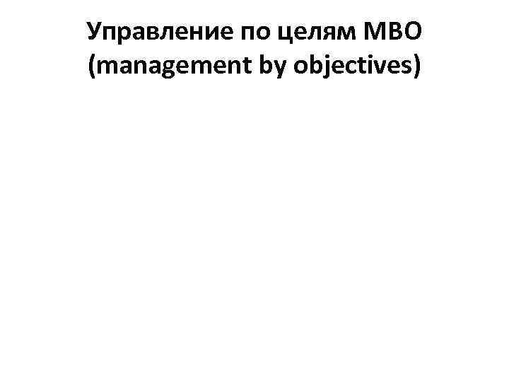 Управление по целям МВО (management by objectives) 