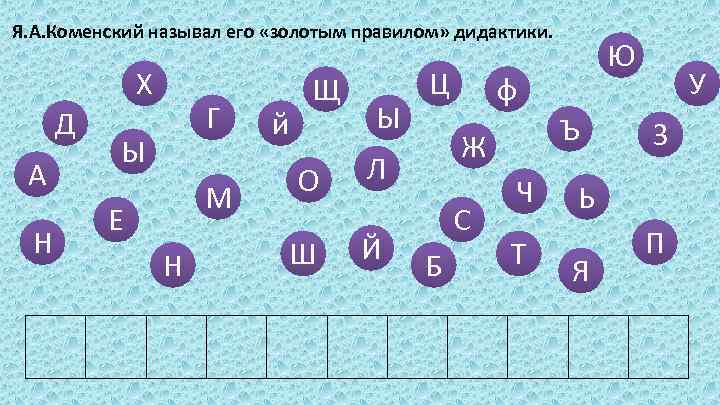  Я. А. Коменский называл его «золотым правилом» дидактики. Х Д А Н Г