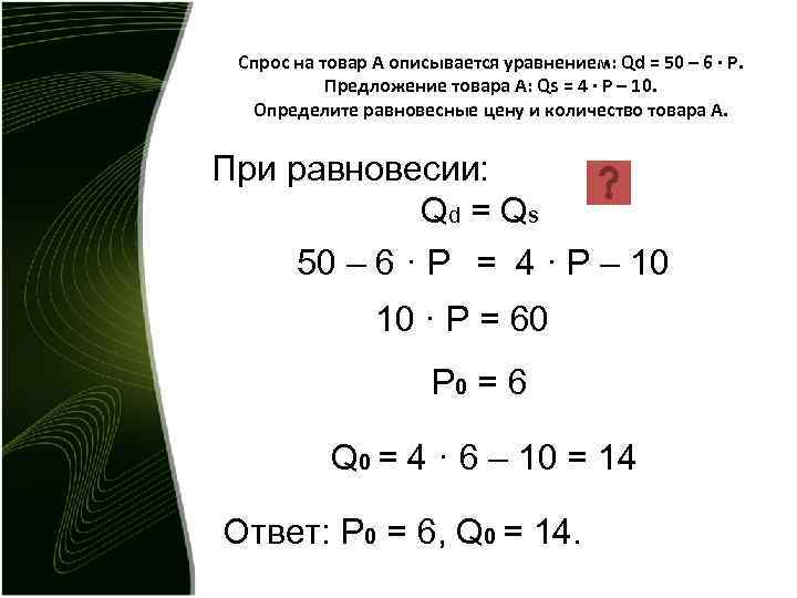 Рынок описывается уравнениями спрос 50 p